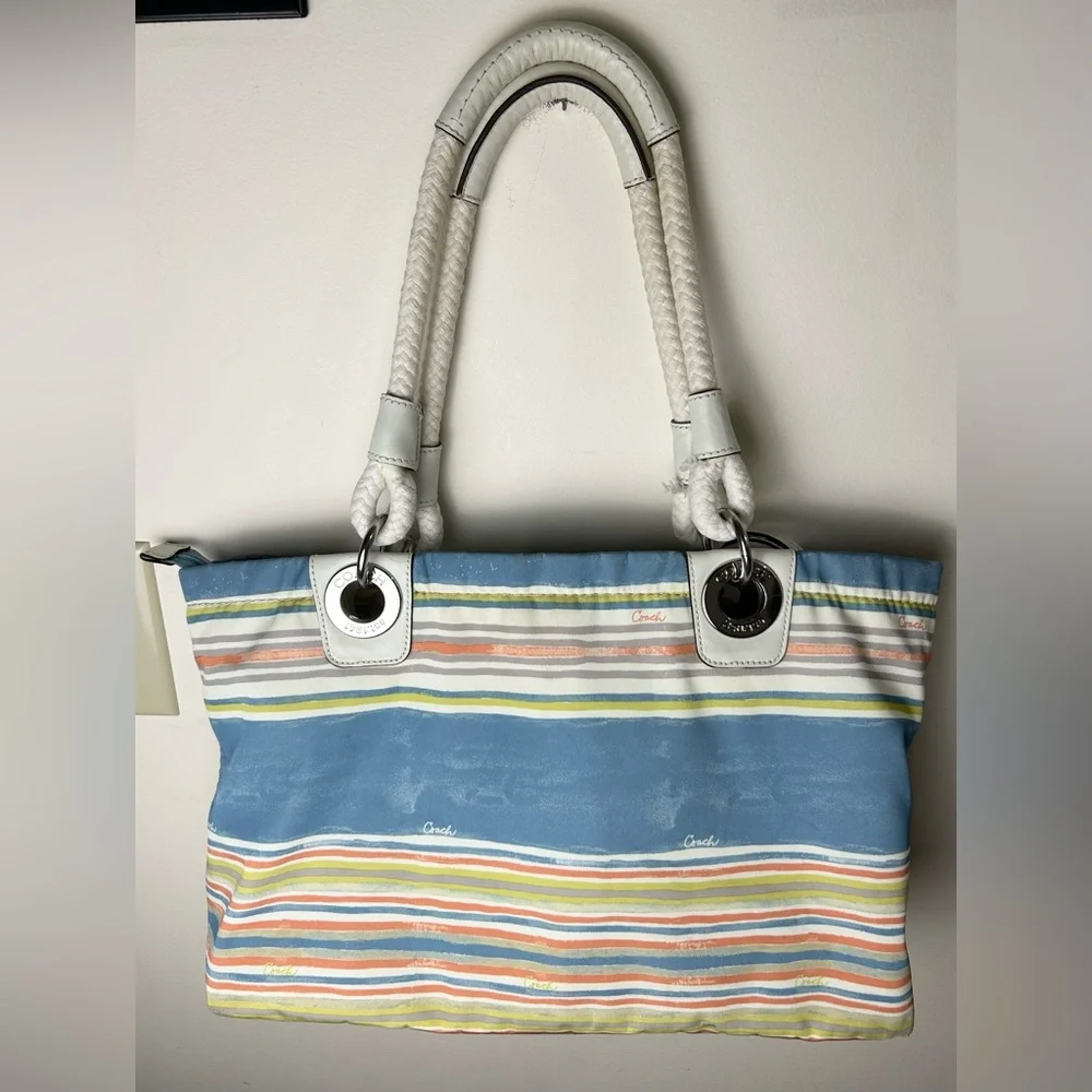 COACH Nautical East West Striped Beach‎ Summer Theme Purse F16624 Limited Ed